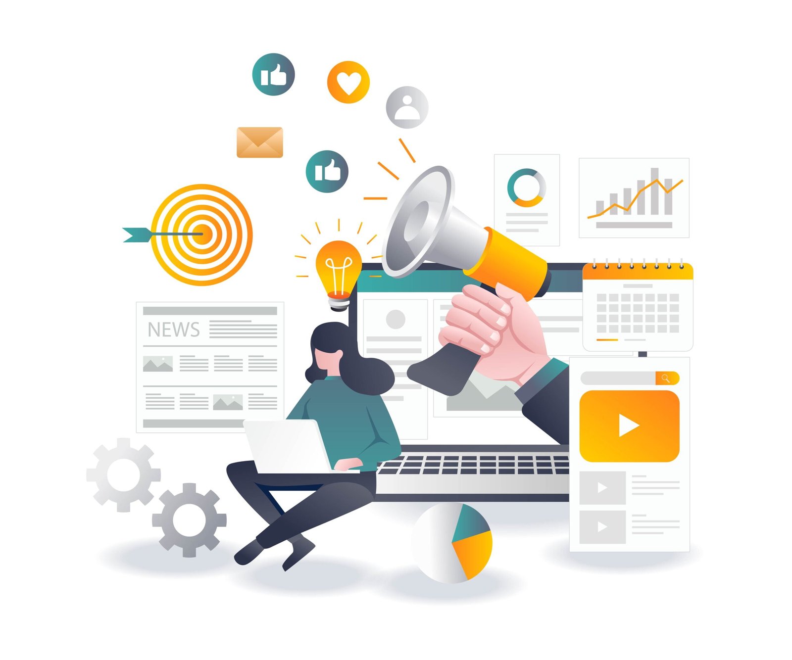 Techgination 21 flat design concept sales on social media and digital marketing 2 scaled